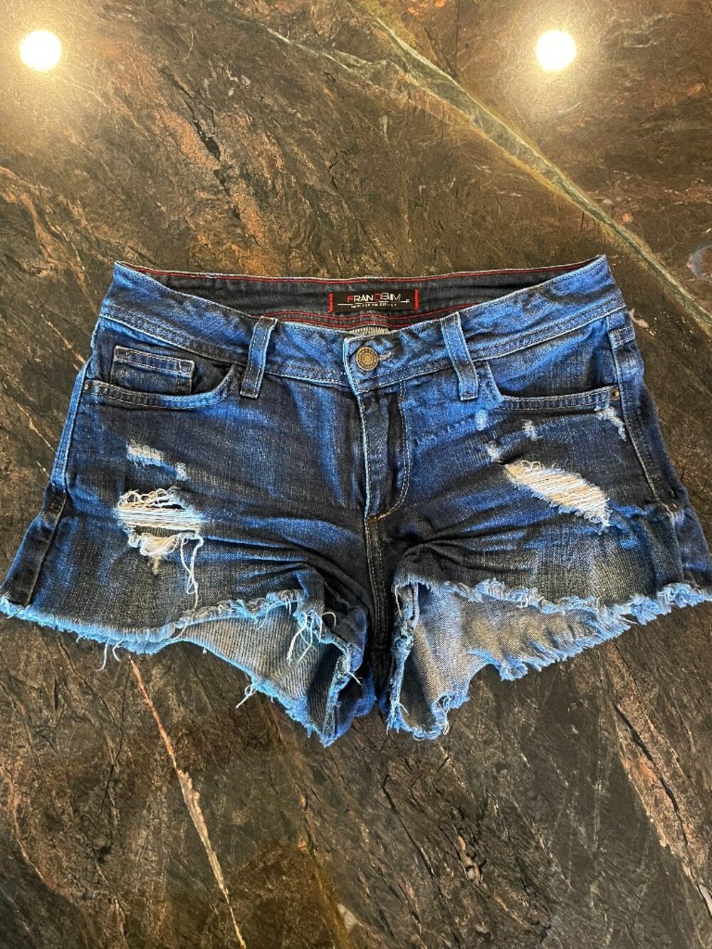 Fran Denim Shorts Size 27 Dark Wash / Button Fly Casual Summer